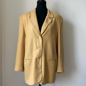 Vintage Essay Yellow Blazer with Shoulder Pads - Size 16